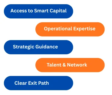 private equity value creation pillars including smart capital, operational expertise, strategic guidance, talent network and clear exit path
