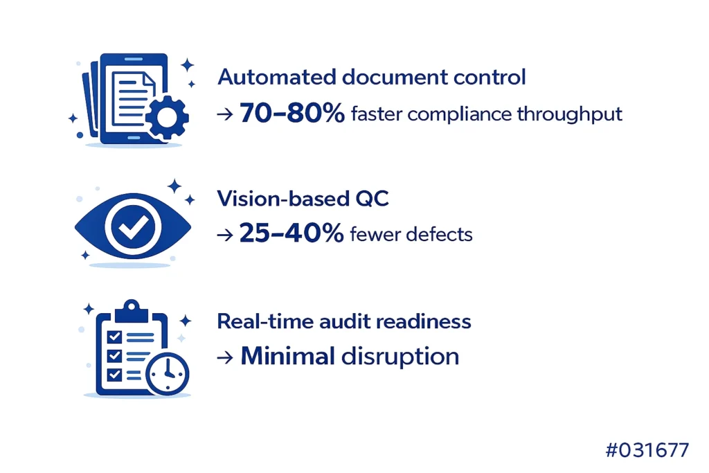 Automated compliance and quality control solutions enabling faster audits, vision-based QC, and real-time document management.