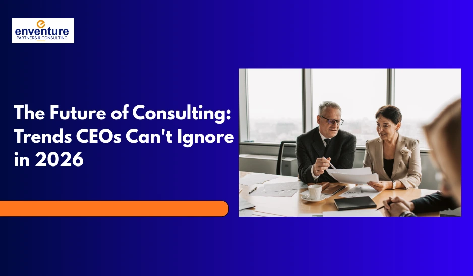 Business consultants discussing strategy during a meeting – The Future of Consulting: Trends CEOs Can't Ignore in 2026.